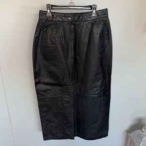 Toffs Vintage Genuine Leather Croc Embossed Midi Skirt